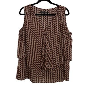 Rose & Olive Sleeveless Blouse Layered Geometric‎ Print Top Size M Women